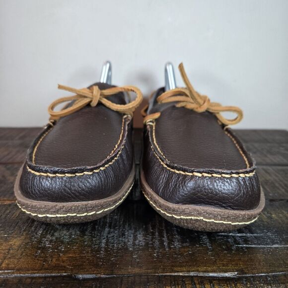 NEW LL Bean Moccasin Mens Size 8 Classic Slip On Shoes Leather Brown main image 10